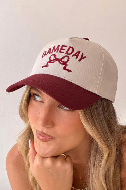 红色大丽花 GAMEDAY 蝴蝶结刺绣两色棒球帽