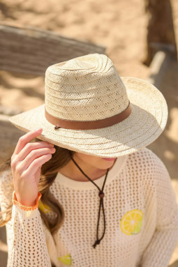 羊皮纸复古草编 PU 皮革细节帽子