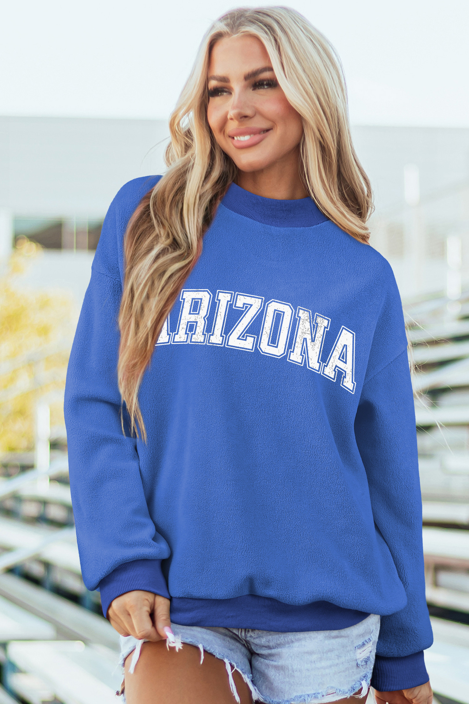 深蓝色 AZ/ ARIZONA 双面印花小高领套头衫 LC25321084