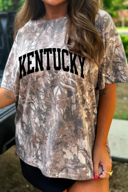 卡其色 Woodland 迷彩 KENTUCKY 大廓形 T 恤