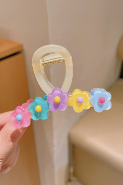 白水晶塑料可爱花朵发夹