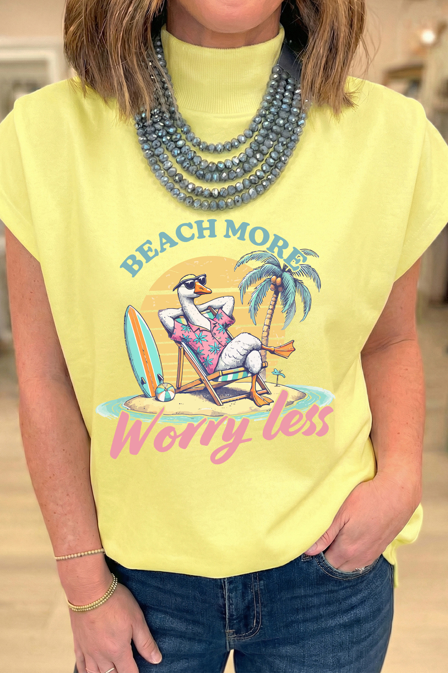 Yellow Beach More Wrong Less 图案小高领 T 恤 LC25137919