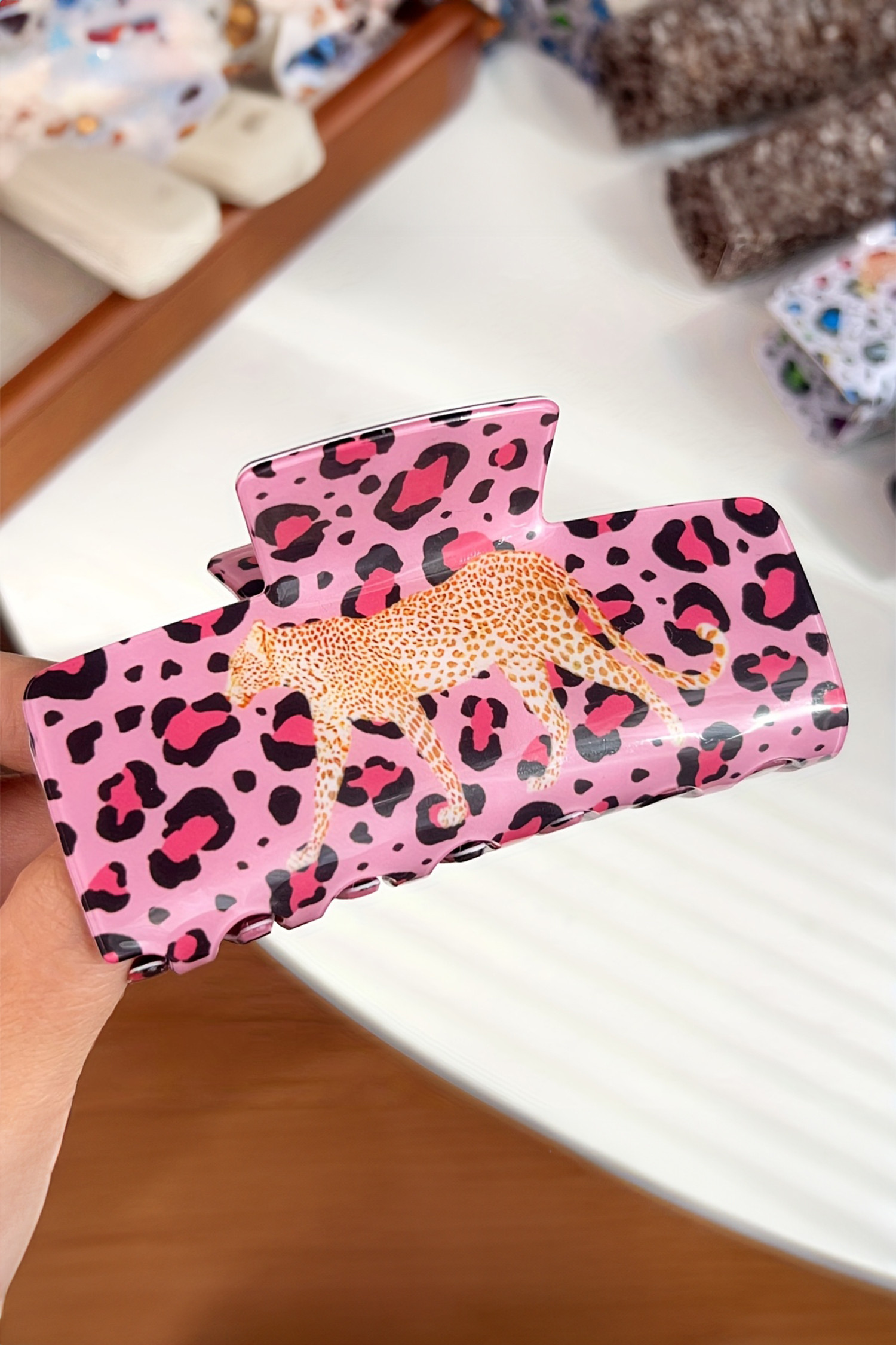 Bonbon 豹纹猎豹动物印花发夹 BH043728