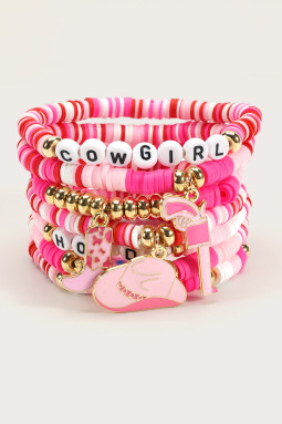 粉色香袋 7 件装 HOWDY COWGIRL 帽子靴枪吊饰手链套装
