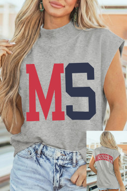 浅灰色 MS/ MISSISSIPPI 双面印花小高领 T 恤
