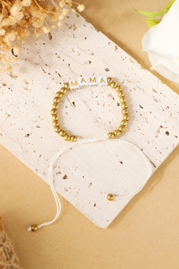 金色可调节拉绳串珠手链