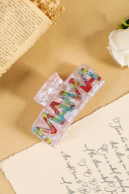 桃花水晶MAMA刻字长方形发夹