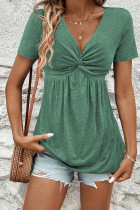 绿湾扭结 V 领短袖衬衫