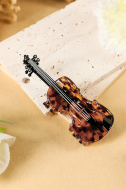 肉桂复古龟甲小提琴形醋酸纤维发夹