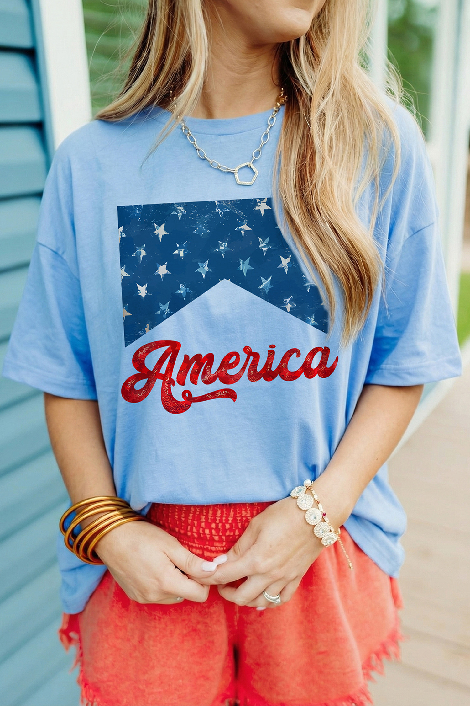 Myosotis America 时尚印花休闲 T 恤 LC25232151