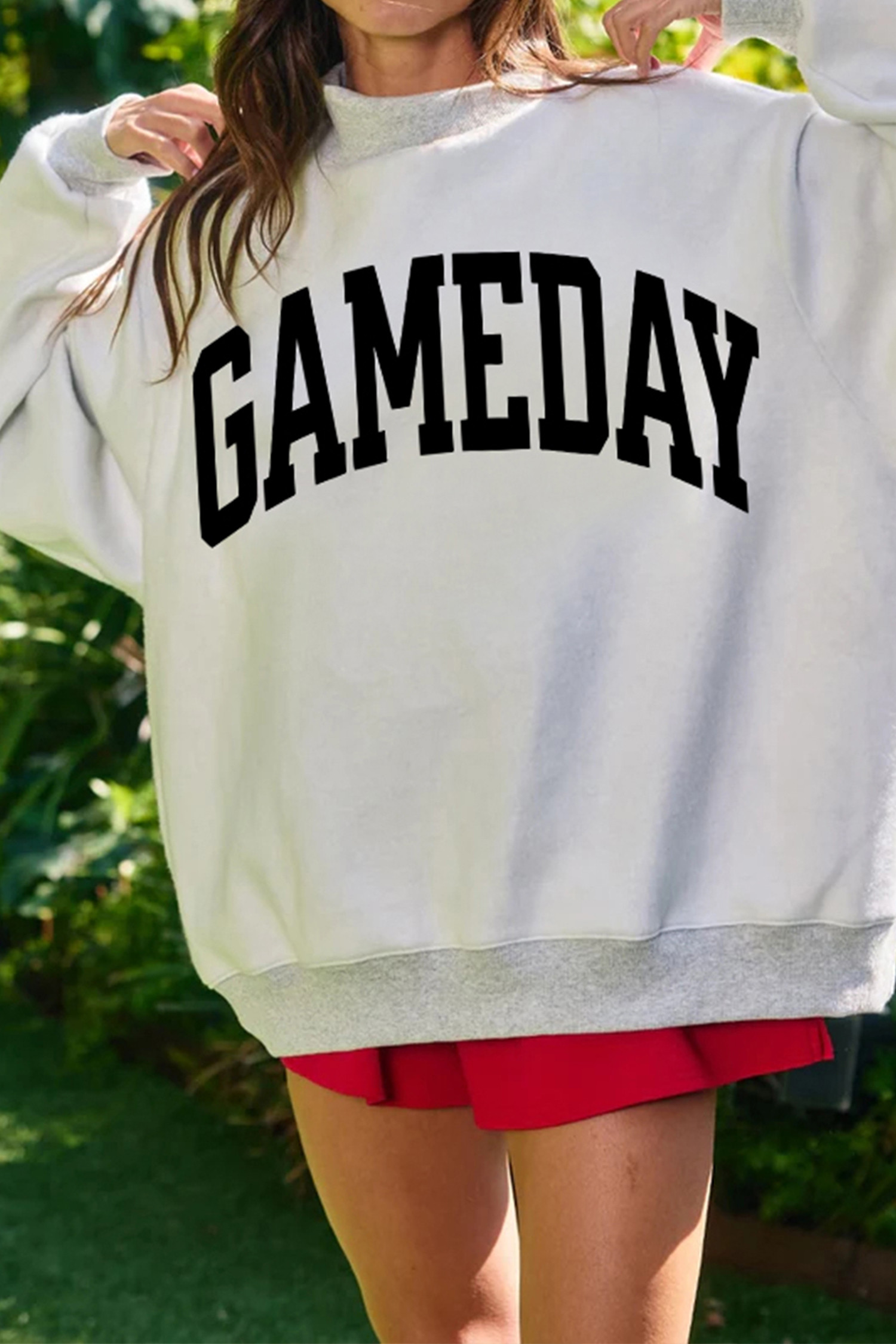 浅灰色 FOOTBALL GAMEDAY 双面印花高领双面运动衫 LC25321676