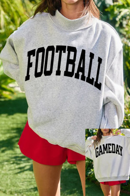 浅灰色 FOOTBALL GAMEDAY 双面印花高领双面运动衫