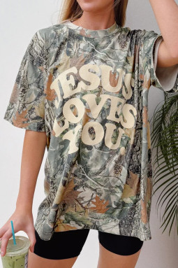 驼色迷彩 Woodland LOVE LIKE JESUS 休闲 T 恤