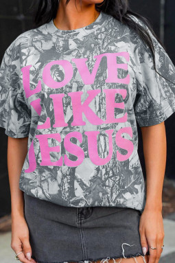粉色迷彩 Woodland LOVE LIKE JESUS 休闲 T 恤