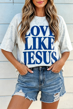 灰色 Love Like Jesus 迷彩大廓形 T 恤