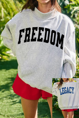 浅灰色 FREEDOM/ LEGACY 双面印花双面小高领套头衫