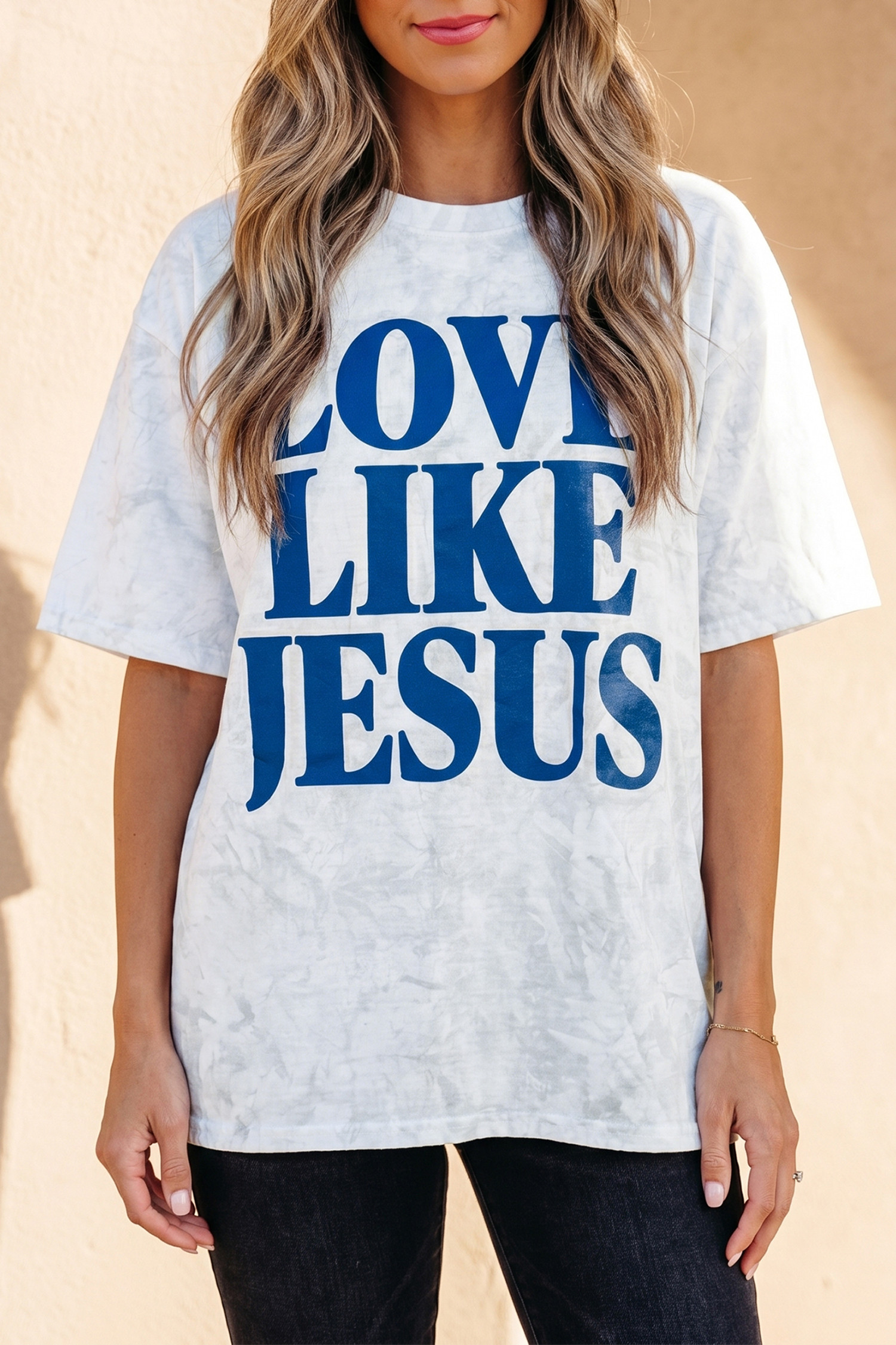 灰色 Love Like Jesus 迷彩大廓形 T 恤 LC25231118