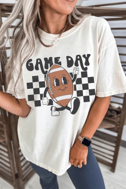 白色 Playful Game Day 足球印花 T 恤