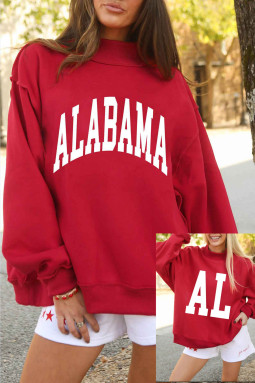 赛车红 ALABAMA/ AL 双面印花高领双面宽松卫衣