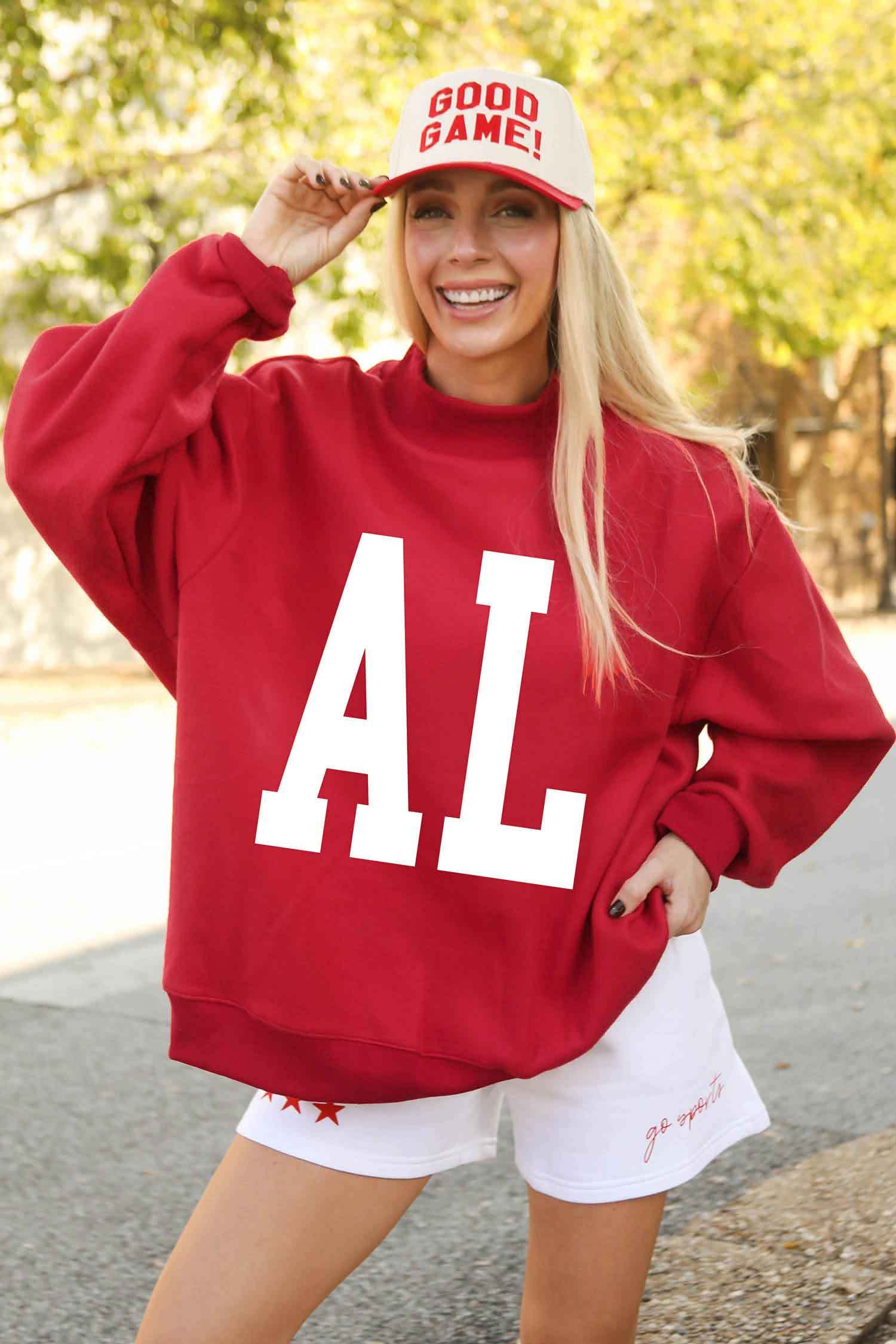 赛车红 ALABAMA/ AL 双面印花高领双面宽松卫衣 LC25321859