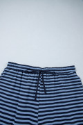 Blue Stripe Long Sleeve Drawstring Waist Plus Size Lounge Pants Set