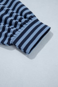 Blue Stripe Long Sleeve Drawstring Waist Plus Size Lounge Pants Set