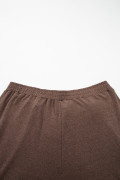 Dark Brown Long Sleeve Round Neck Patchwork Colorblock Plus Size Set