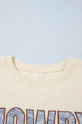 Parchment HOWDY Letter Print Colorblock Side Stripe Long Sleeve Plus Size Set