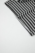 Black Stripe Color Block Patchwork Long Sleeve Pullover Plus Size Short Set