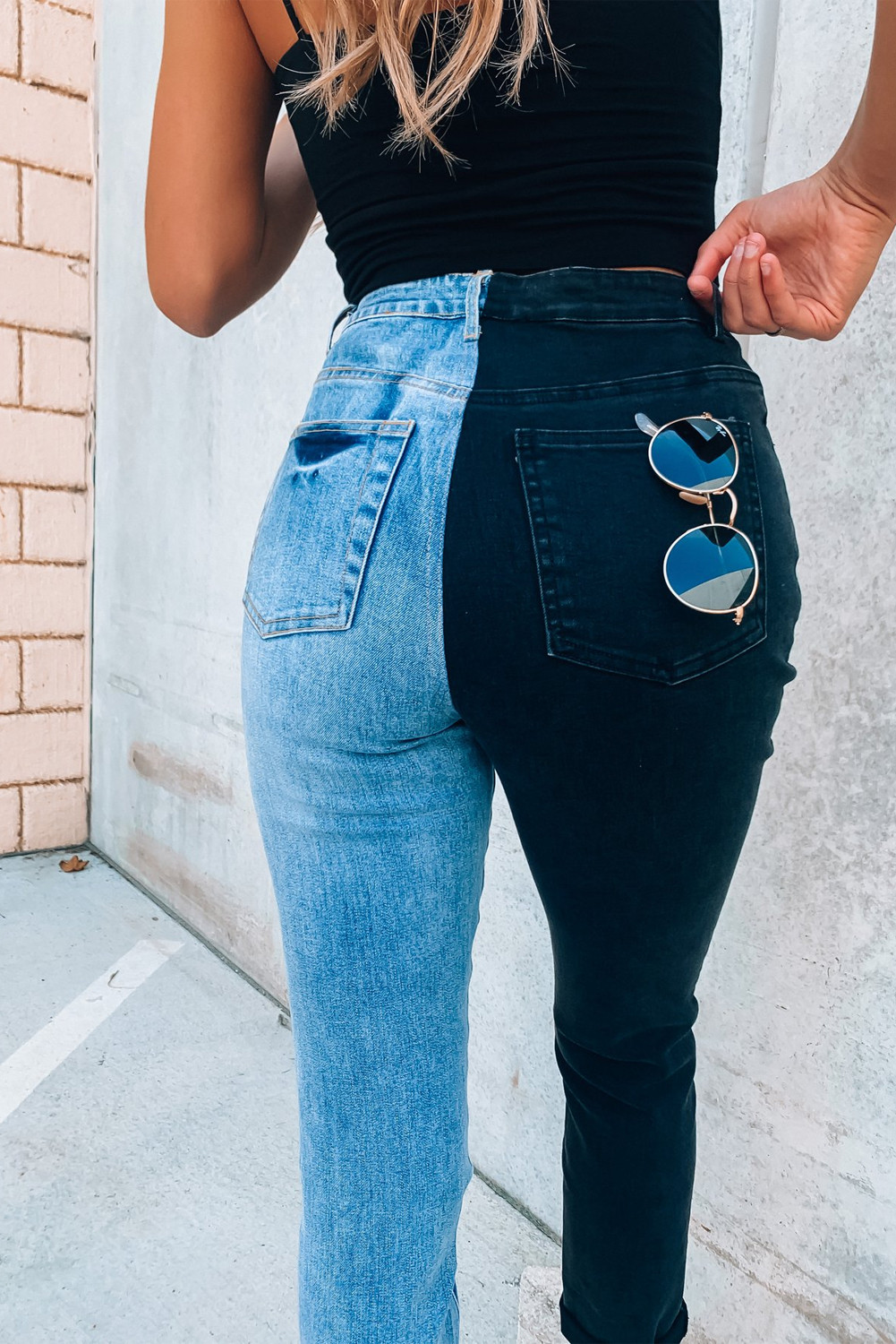 US 16.62 Color Block Distressed Skinny Jeans Wholesale