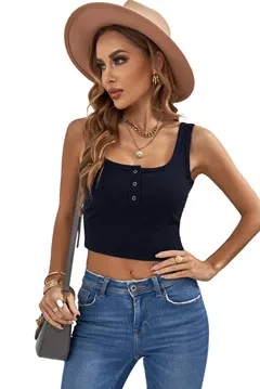 Button Front Tank Top