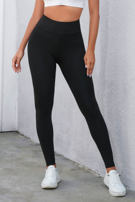 Black Criss Cross Tummy Control High Waist Leggings LC761221-2