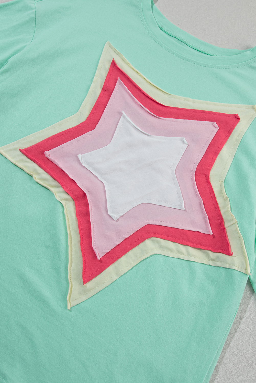 Jade Colorblock $ 14.08 - Moonlight Jade Colorblock Star Patched Half Sleeve Oversized ...