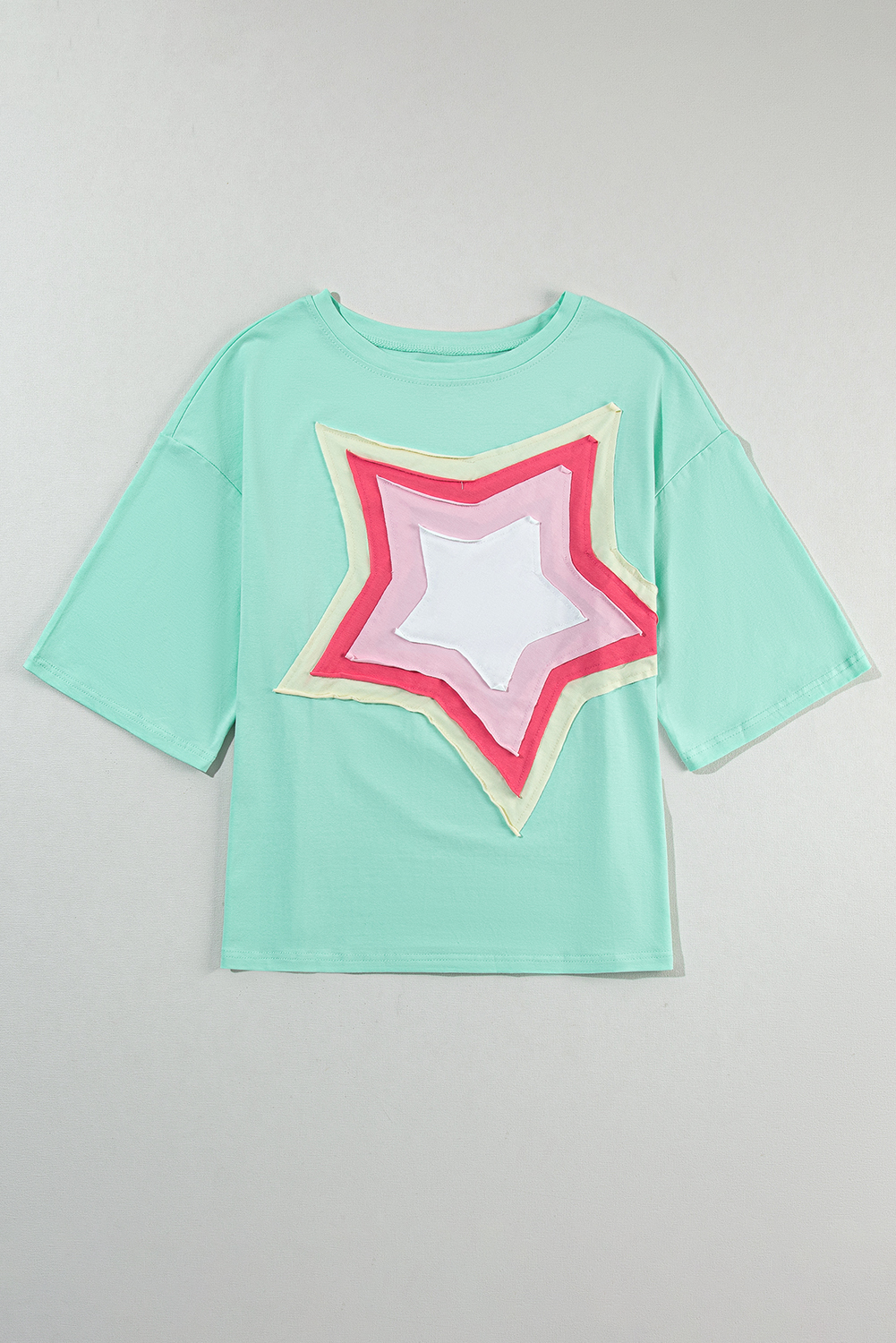 Jade Colorblock $ 14.08 - Moonlight Jade Colorblock Star Patched Half Sleeve Oversized ...