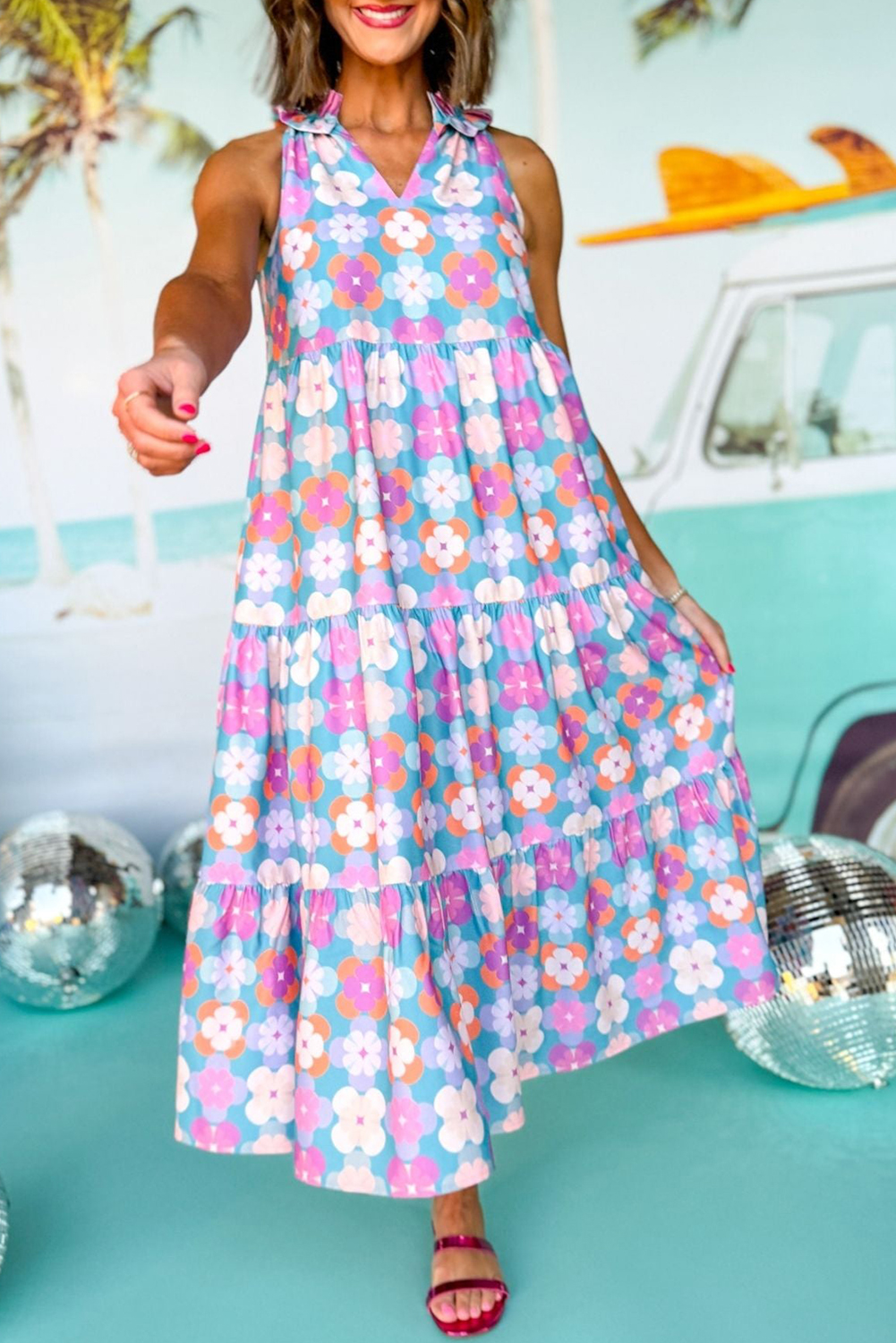 NWT | BERYLOVE Sky Blue High-Low Occasion Dress | Side Flower | Medium main image 1