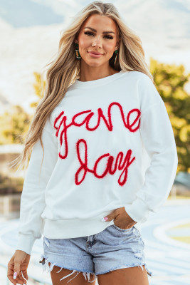 White Tinsel Game Day Drop Shoulder Graphic Sweatshirt LC25317536-P1