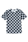 Black Western Fashion Checkerboard Print Side Split T Shirt