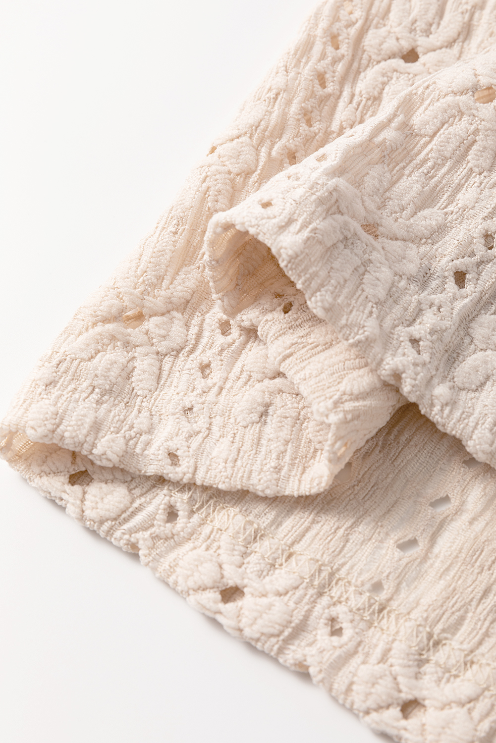 Oatmeal Floral Textured Crew Neck Tank Top