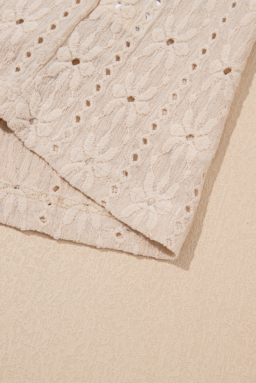 Oatmeal Floral Textured Crew Neck Tank Top