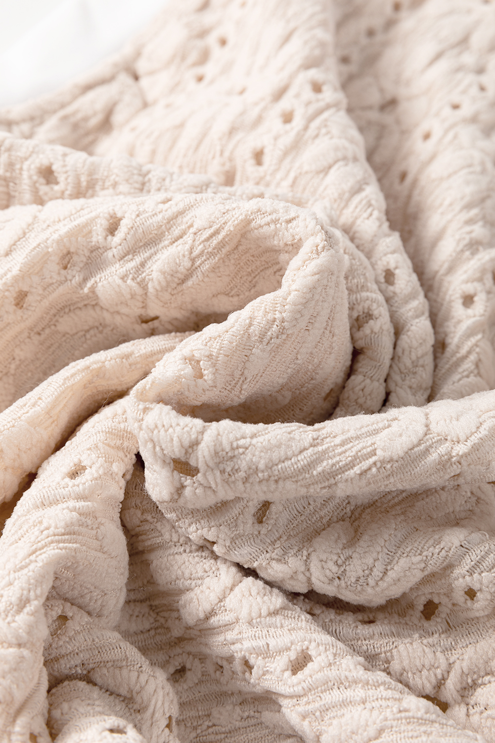 Oatmeal Floral Textured Crew Neck Tank Top