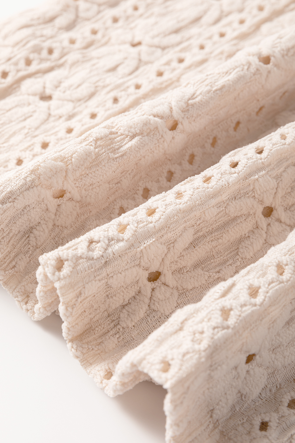 Oatmeal Floral Textured Crew Neck Tank Top