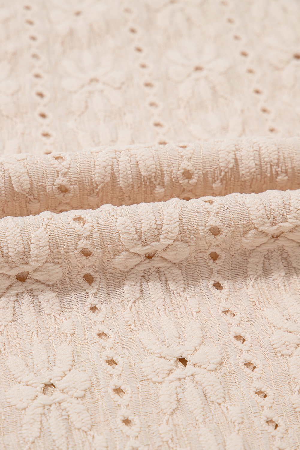 Oatmeal Floral Textured Crew Neck Tank Top