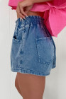 Ashleigh Blue Drawstring Elastic Waistband Casual Denim Shorts with Pockets