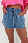 Ashleigh Blue Drawstring Elastic Waistband Casual Denim Shorts with Pockets
