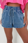 Ashleigh Blue Drawstring Elastic Waistband Casual Denim Shorts with Pockets
