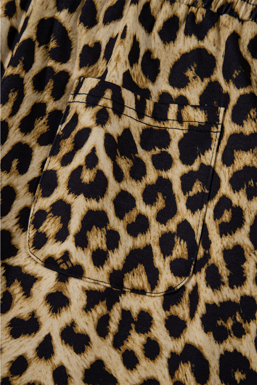 Brown Leopard Print Bow Tie Elastic Waistband Loose High Waist Pants