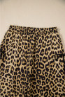 Brown Leopard Print Bow Tie Elastic Waistband Loose High Waist Pants
