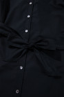 Black Button Up Tie Waist Puff Sleeve Mini Dress
