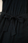 Black Checkered Mesh One Shoulder Short Sleeve Knotted Waist Jumpsuit