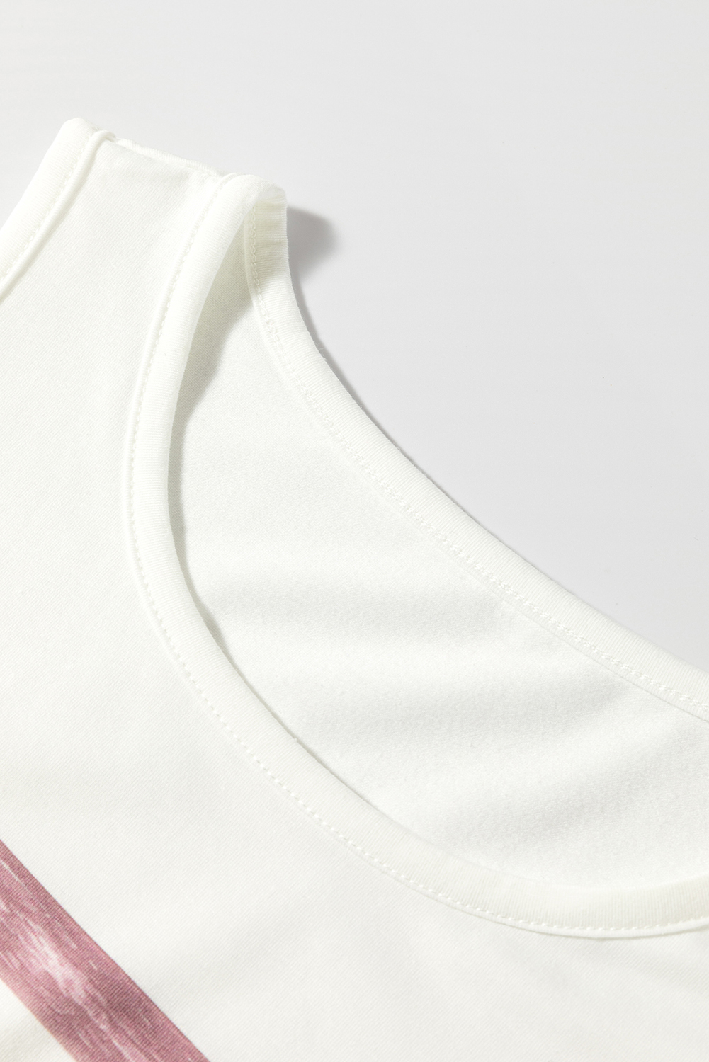 Red Stripe Rainbow Round Neck Tank Top